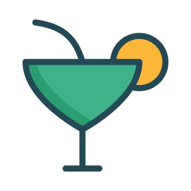 kokteyl limon dilimi düz stil ikonu, vektör çizim ile  
