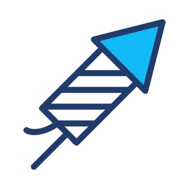 Yeni yıl havai fişek düz stil ikonu, vektör çizim roket 