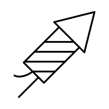 Yeni yıl havai fişek düz stil ikonu, vektör çizim roket 