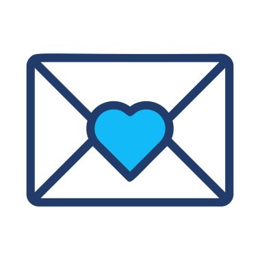 Romantik zarf düz stil ikonu, vektör çizim, Sevgililer günü kavramı  