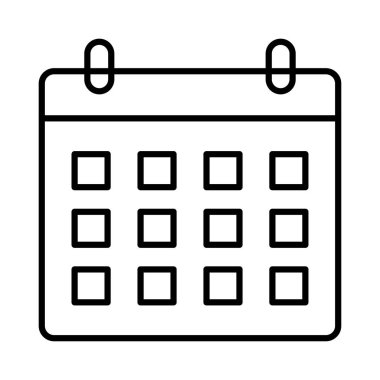 yıllık takvim düz biçim simgesi, vektör illüstrasyonu 