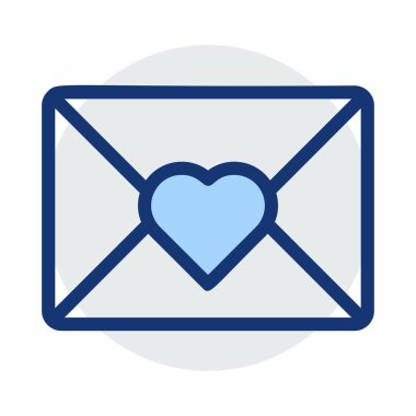 Romantik zarf düz stil ikonu, vektör çizim, Sevgililer günü kavramı  