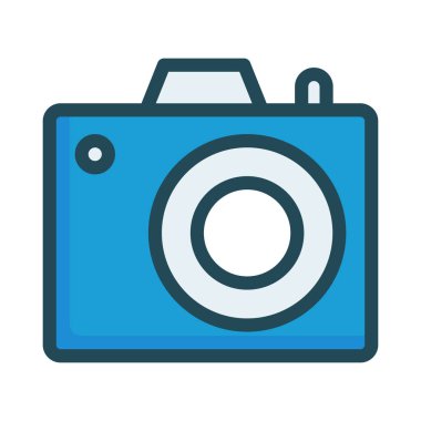 kamera düz stil simgesi, vektör çizim 