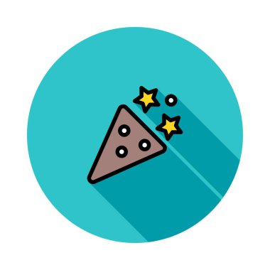 Yeni yıl konfeti popper düz stil ikonu, vektör çizim 