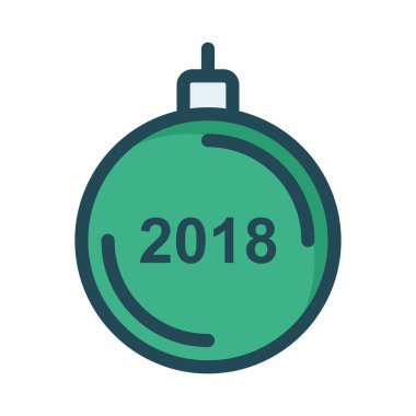 Noel dekoratif topu düz stil ikonu, vektör çizim  