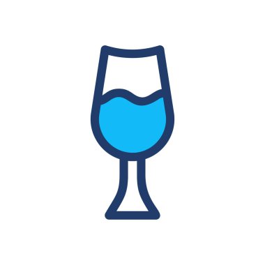 şampanya cam düz stil ikonu, vektör çizim 