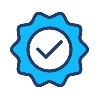 onay işareti düz stil ikonu, vektör çizim ile etiket 