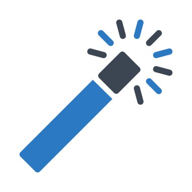 sihirli değnek düz stil ikonu, vektör çizim 