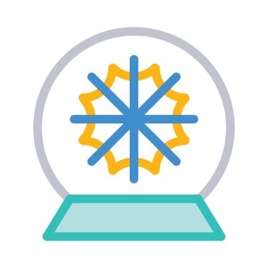 Yeni yıl kar küre dekorasyon düz stil ikonu, vektör çizim 