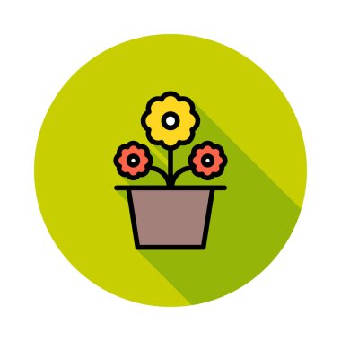 pot düz stil ikonu vektör çizim çiçek 
