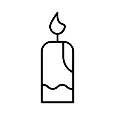 Dekoratif mum alevi düz stil ikonu, vektör çizim ile   