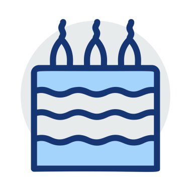 Doğum günü pastası mumlar ile düz stil ikonu, vektör çizim 