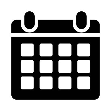 yıllık takvim düz biçim simgesi, vektör illüstrasyonu 