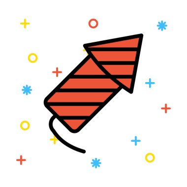 havai fişek roket düz stil ikonu, vektör çizim 