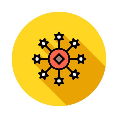 Yeni yıl havai fişek patlama düz stil ikonu, vektör çizim 