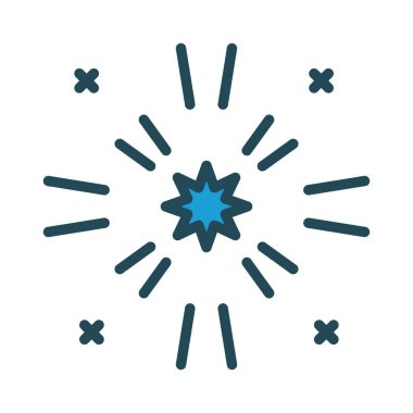 Yeni yıl havai fişek patlama düz stil ikonu, vektör çizim 