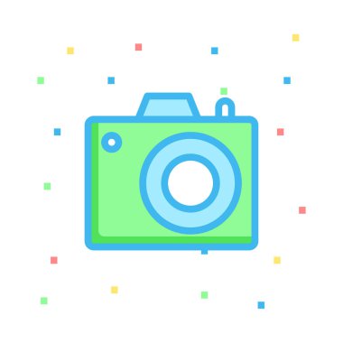 kamera düz stil simgesi, vektör çizim 