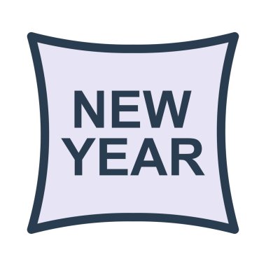 Yeni yıl afiş düz stil ikonu, vektör çizim 