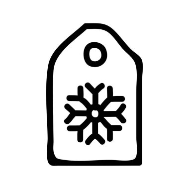 etiketi ile kar tanesi düz stil ikonu, vektör çizim 