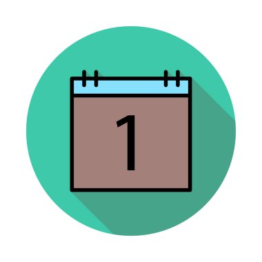 bir numaralı düz stil ikonu, vektör çizim, yeni yıl kavramı ile takvim 