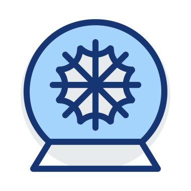 Yeni yıl kar küre dekorasyon düz stil ikonu, vektör çizim 