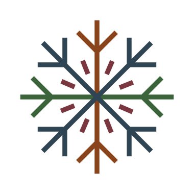 Noel dekoratif kar tanesi düz stil ikonu, vektör çizim 