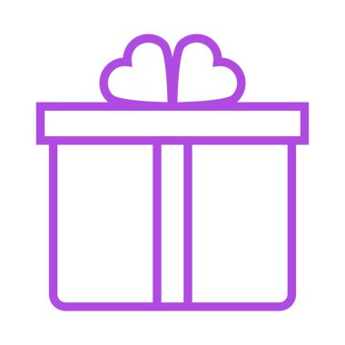 hediye kutusu ile kalpleri düz stil ikonu, vektör çizim 