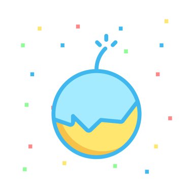 Yeni yıl havai fişek düz stil ikonu, vektör çizim bomba  