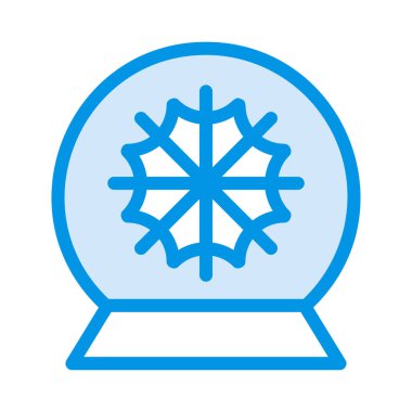 Yeni yıl kar küre dekorasyon düz stil ikonu, vektör çizim 