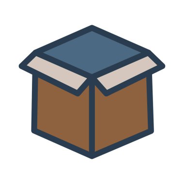 karton koli kutu düz stil ikonu, vektör çizim 