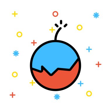 Yeni yıl havai fişek düz stil ikonu, vektör çizim bomba  