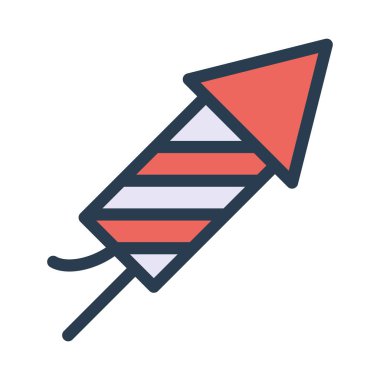 Yeni yıl havai fişek düz stil ikonu, vektör çizim roket 