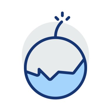 Yeni yıl havai fişek düz stil ikonu, vektör çizim bomba  