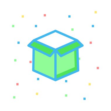 karton koli kutu düz stil ikonu, vektör çizim 