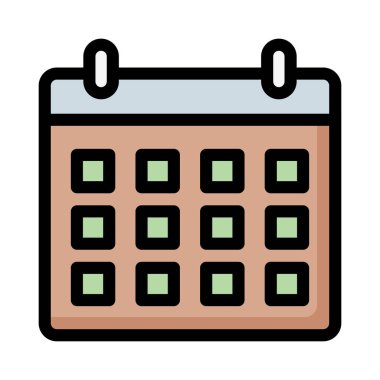 yıllık takvim düz biçim simgesi, vektör illüstrasyonu 