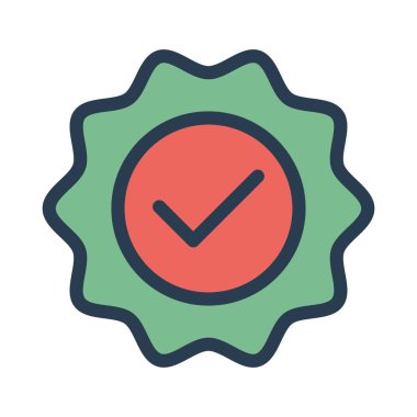 onay işareti düz stil ikonu, vektör çizim ile etiket 