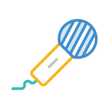 mikrofon düz stil ikonu, vektör çizim 