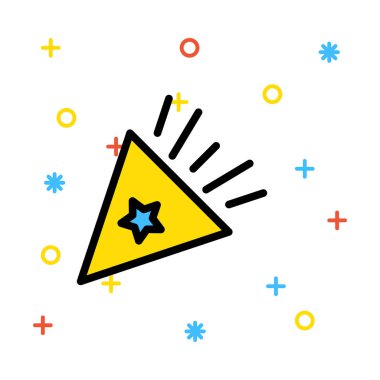 Yeni yıl konfeti popper düz stil ikonu, vektör çizim 