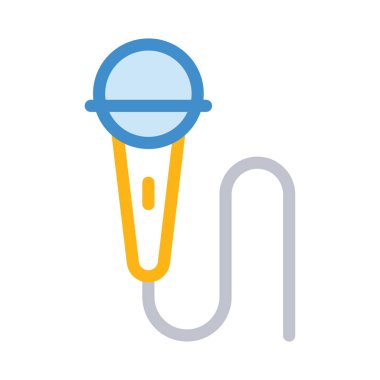 mikrofon düz stil ikonu, vektör çizim 