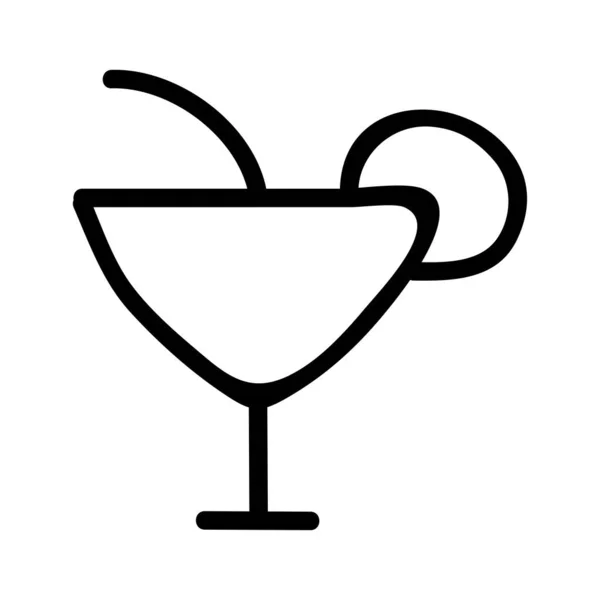 Cocktail Mit Zitronenscheibe Flaches Stil Symbol Vektorillustration — Stockvektor