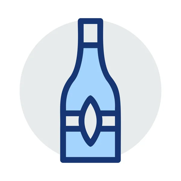 Botella Vino Icono Estilo Plano Vector Ilustración — Archivo Imágenes Vectoriales