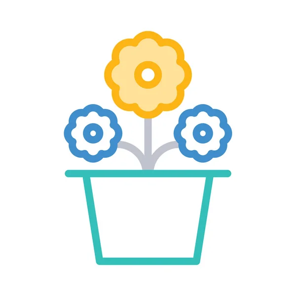 Flor Maceta Icono Estilo Plano Vector Ilustración — Archivo Imágenes Vectoriales