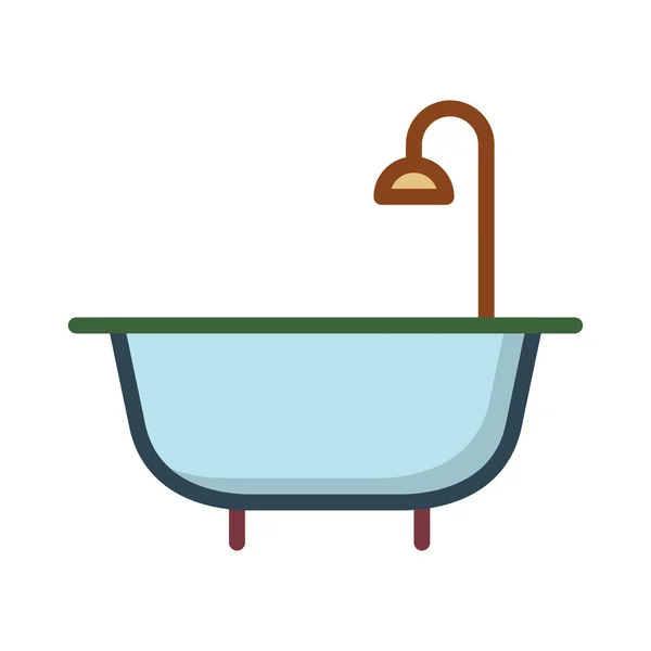 Baignoire Bain Douche Vecteur Illustration — Image vectorielle