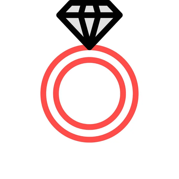 Anel Com Diamante Ícone Estilo Plano Ilustração Vetorial Conceito Noivado — Vetor de Stock