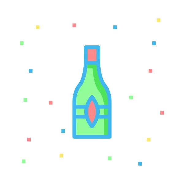 Botella Vino Icono Estilo Plano Vector Ilustración — Vector de stock