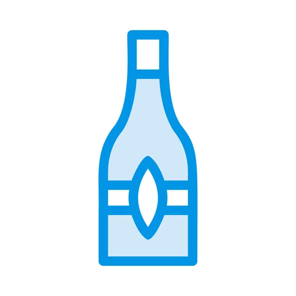 Wine Bottle Flat Style Icon Vector Illustration — Stock Vector