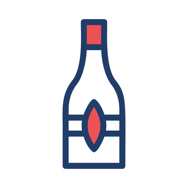 Μπουκάλι Κρασί Επίπεδη Στυλ Εικονίδιο Εικονογράφηση Διάνυσμα — Διανυσματικό Αρχείο