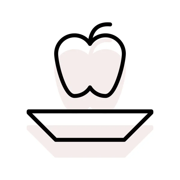 Apfel Mit Teller Flaches Stil Symbol Vektorillustration — Stockvektor