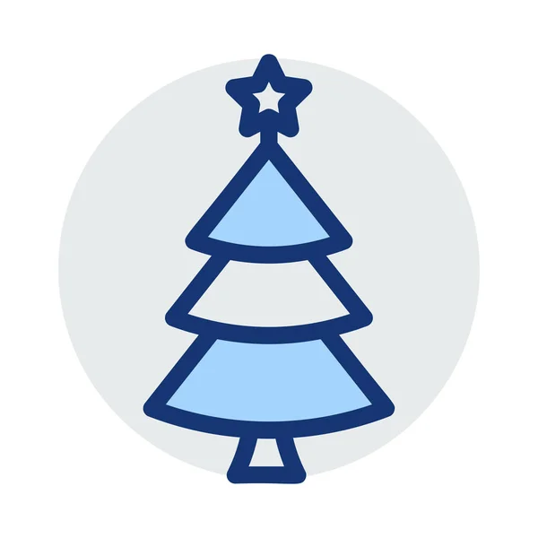 Christmas Fir Tree Flat Style Icon Vector Illustration — Stock Vector