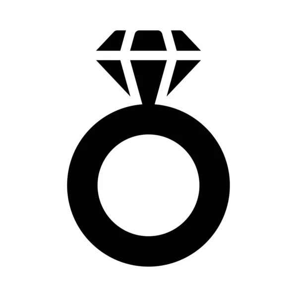 Bague Avec Icône Style Plat Diamant Illustration Vectorielle Concept Engagement — Image vectorielle